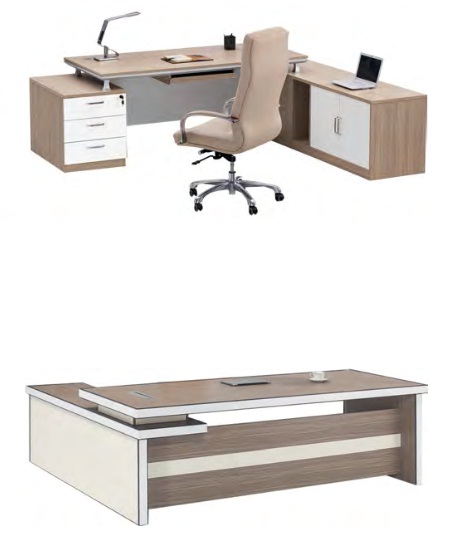 Wooden Office Manager Table In Light Color With Storage